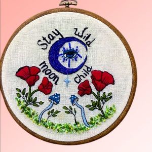 NWT🌜”Stay Wild Moon Child” hand embroidered Wall hanging / wall decor